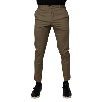 Dolce & Gabbana Dark Khaki Cotton Tapered Pants Dolce & Gabbana