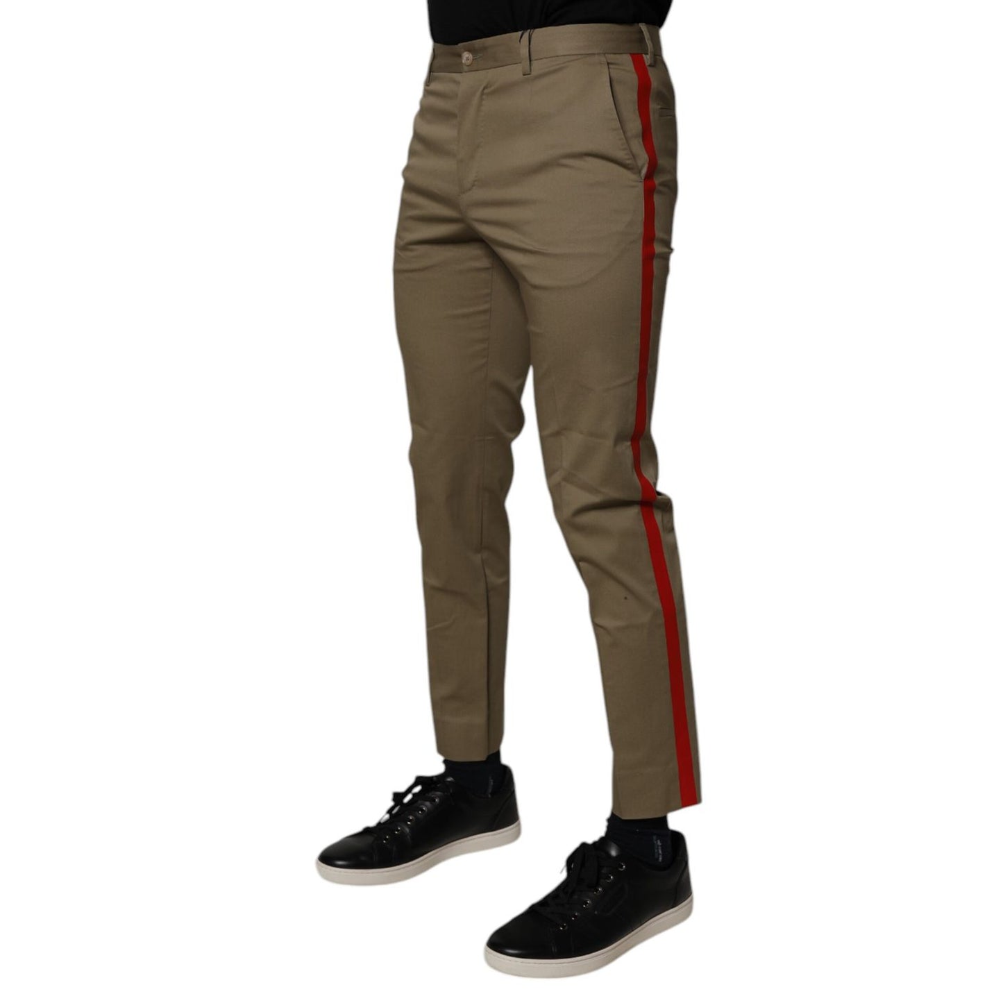 Dolce & Gabbana Dark Khaki Cotton Tapered Pants Dolce & Gabbana