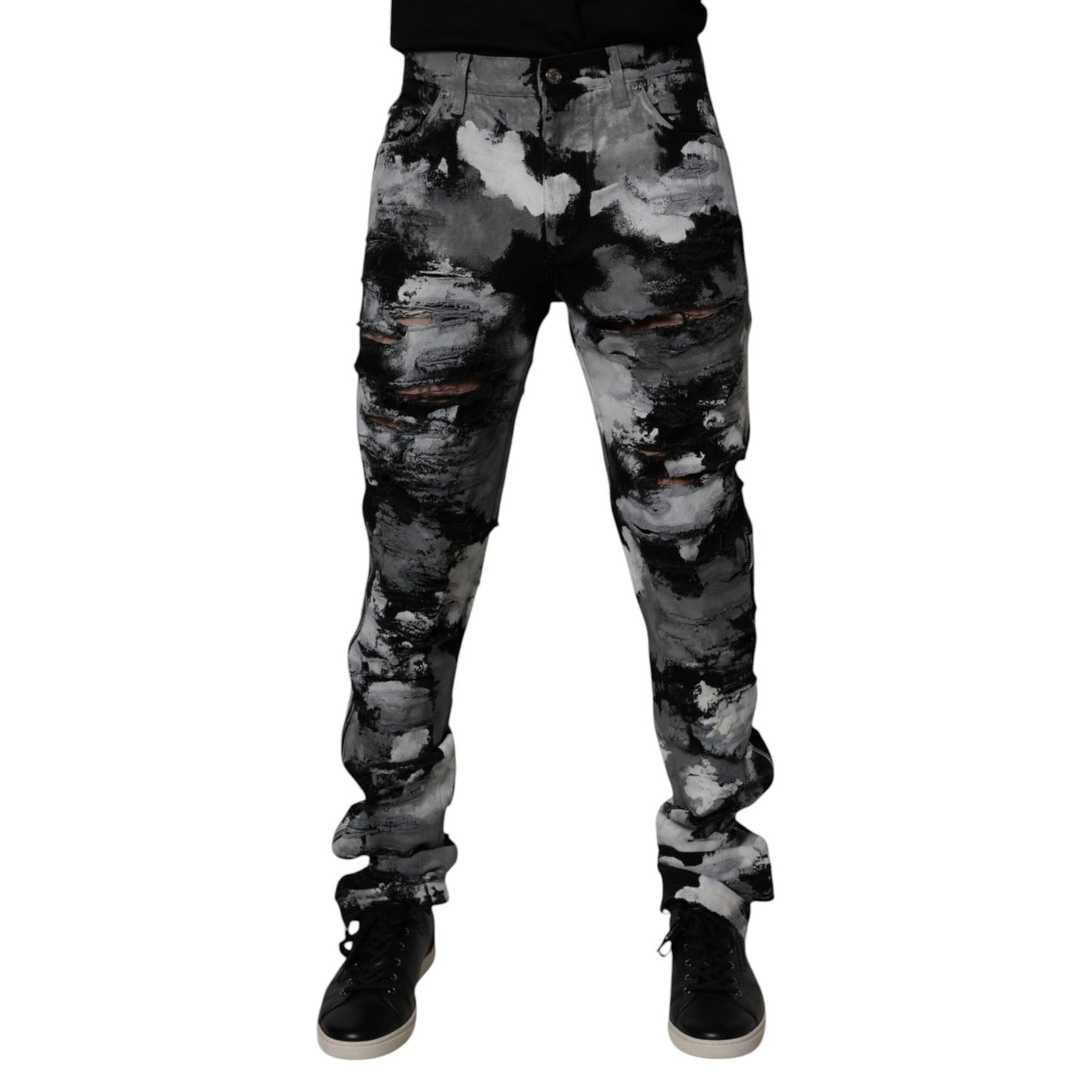 Dolce & Gabbana Multicolor Camouflage Tattered Skinny Denim Jeans Dolce & Gabbana