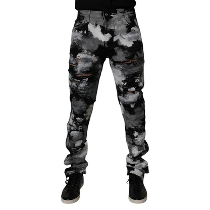 Dolce & Gabbana Multicolor Camouflage Tattered Skinny Denim Jeans Dolce & Gabbana