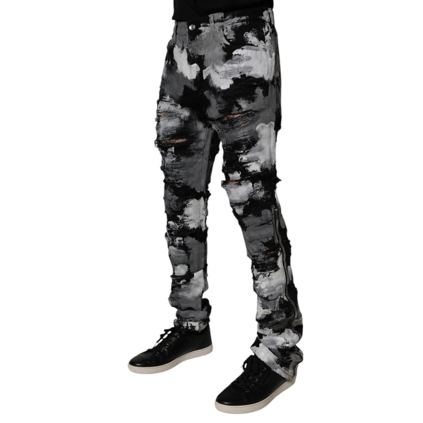 Dolce & Gabbana Multicolor Camouflage Tattered Skinny Denim Jeans Dolce & Gabbana