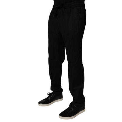 Dolce & Gabbana Black Wool Jogger Sweatpants Pants Dolce & Gabbana