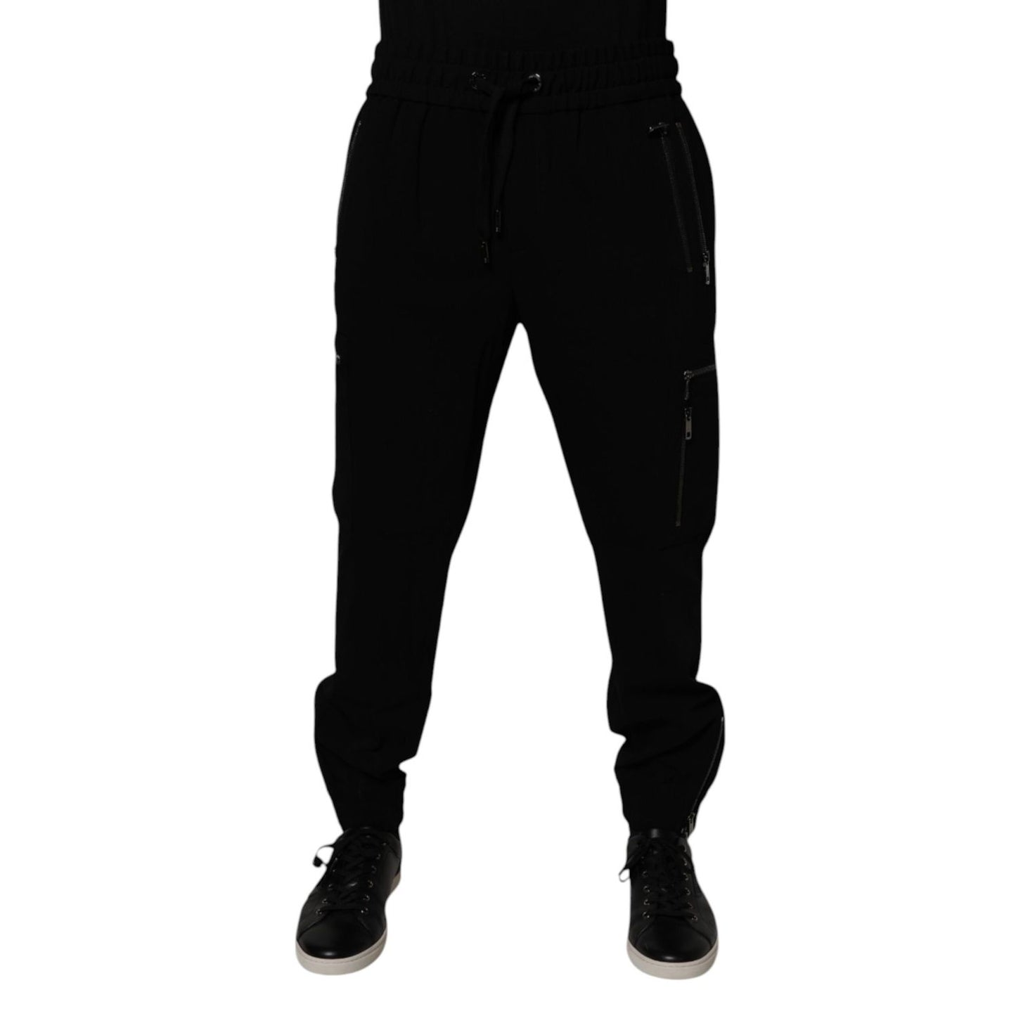 Dolce & Gabbana Black Wool Stretch Jogger Pants Dolce & Gabbana