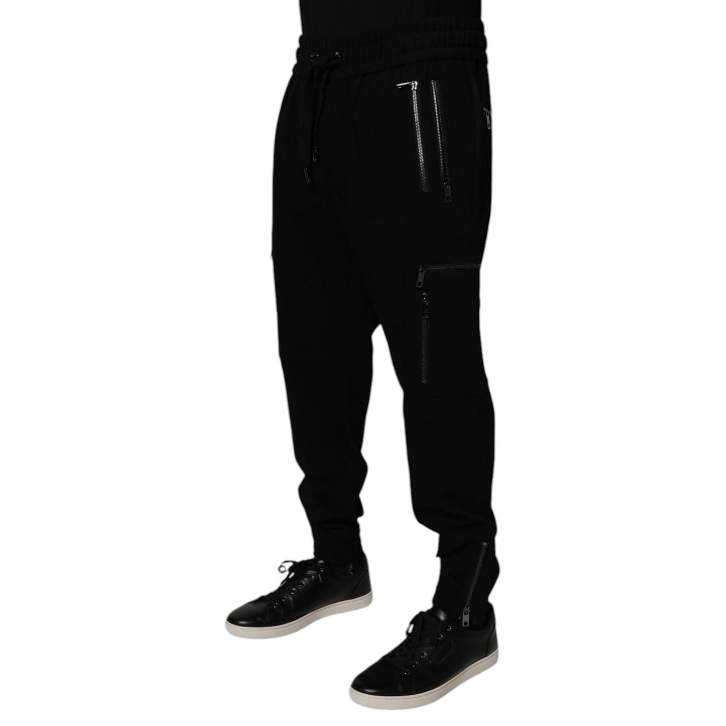 Dolce & Gabbana Black Wool Stretch Jogger Pants Dolce & Gabbana