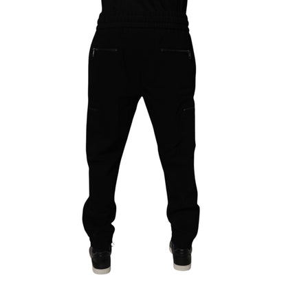 Dolce & Gabbana Black Wool Stretch Jogger Pants Dolce & Gabbana