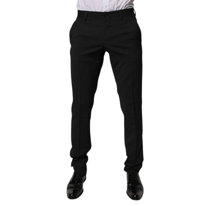 Dolce & Gabbana Black Polyester Tapered Formal Men Dress Pants Dolce & Gabbana