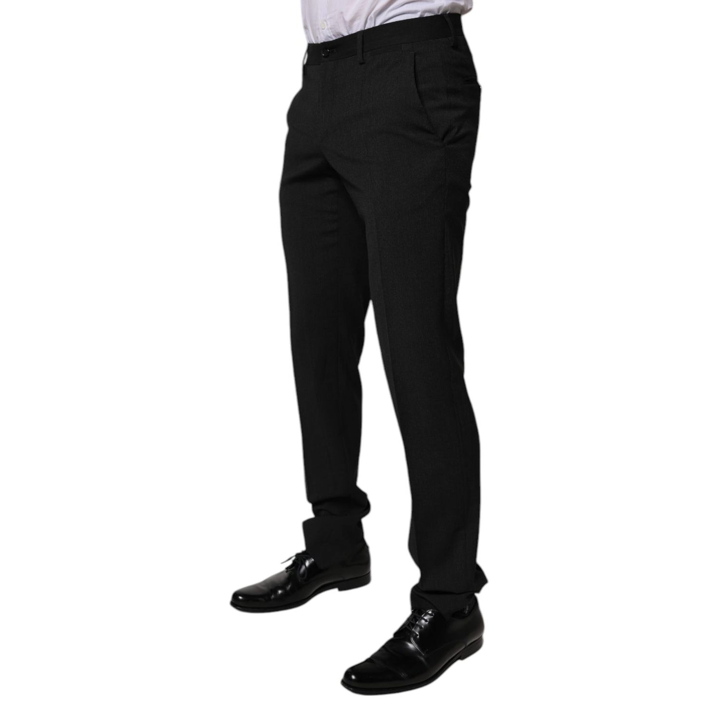 Dolce & Gabbana Black Polyester Tapered Formal Men Dress Pants Dolce & Gabbana