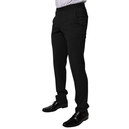 Dolce & Gabbana Black Polyester Tapered Formal Men Dress Pants Dolce & Gabbana