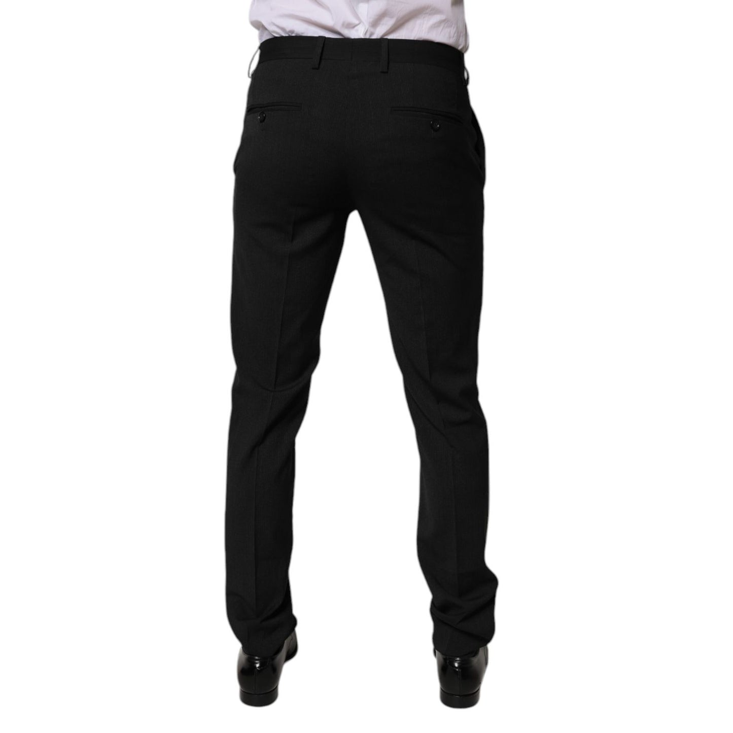 Dolce & Gabbana Black Polyester Tapered Formal Men Dress Pants Dolce & Gabbana