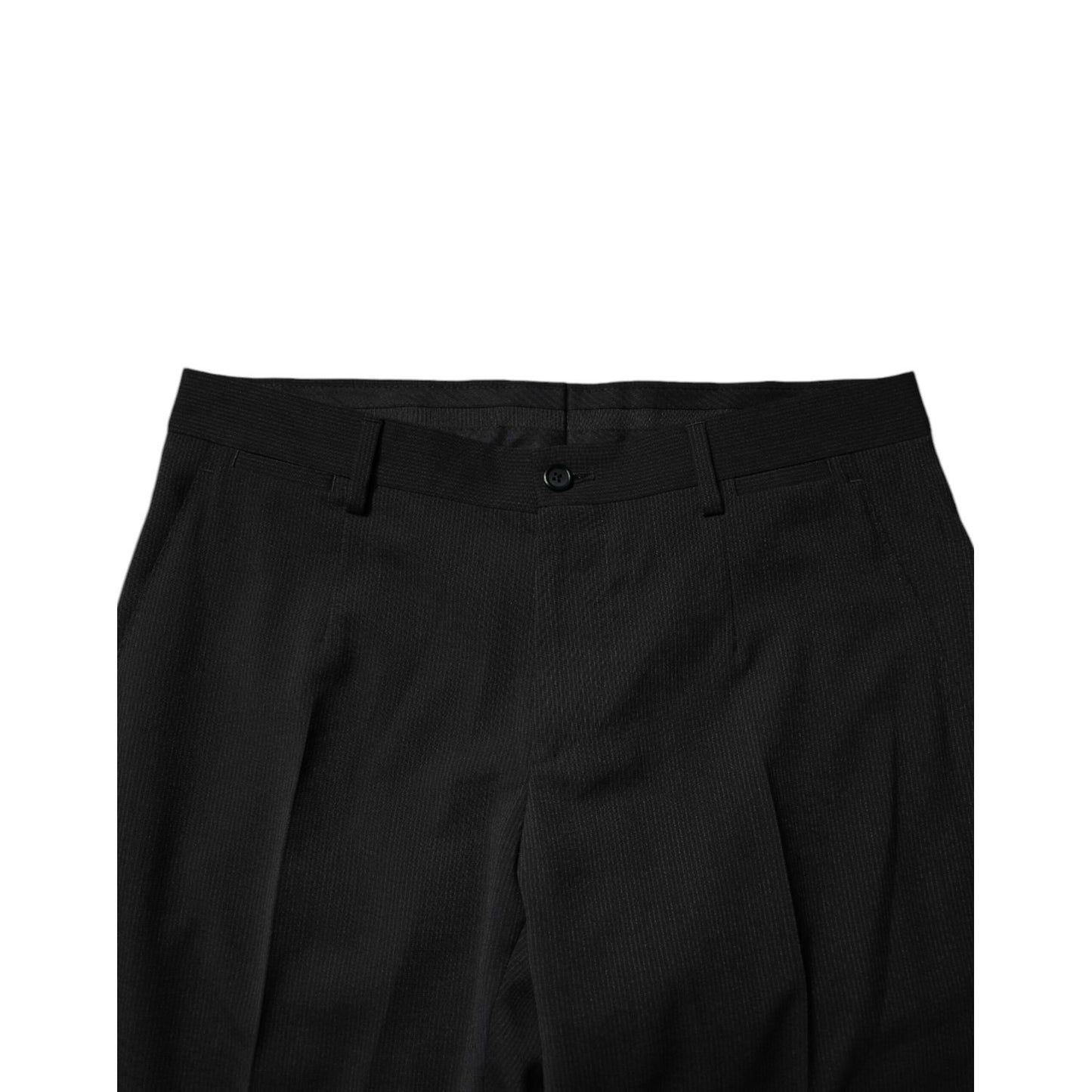 Dolce & Gabbana Black Polyester Tapered Formal Men Dress Pants Dolce & Gabbana