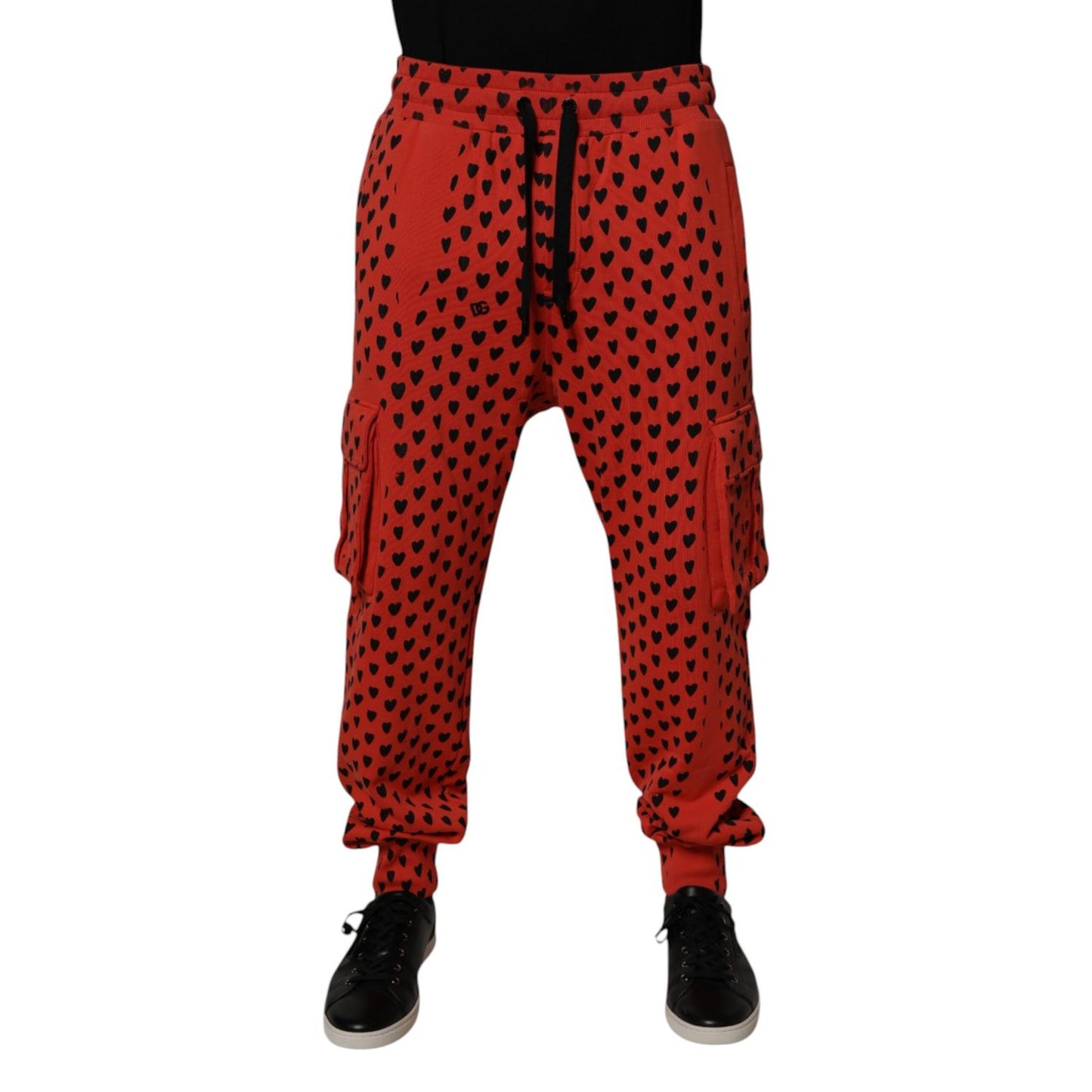 Dolce & Gabbana Red Hearts Cargo Jogger Men Sweatpants Pants Dolce & Gabbana