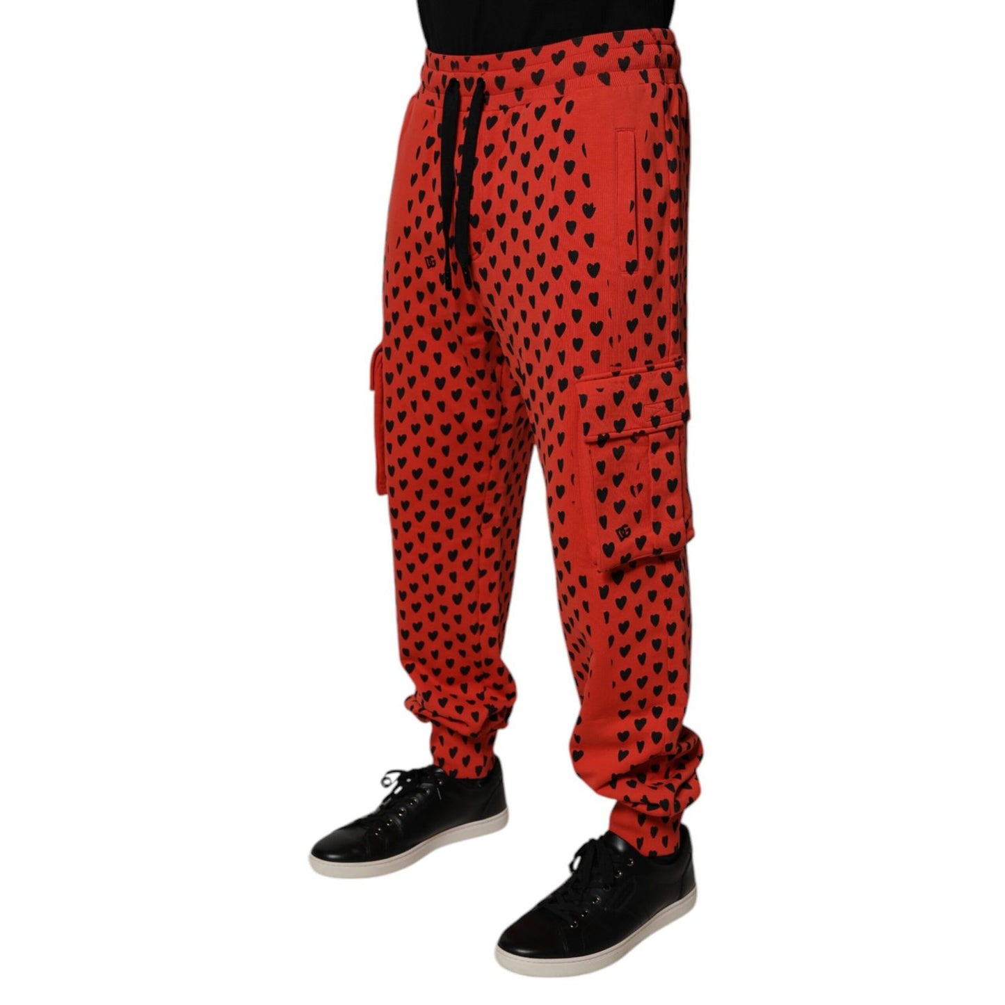 Dolce & Gabbana Red Hearts Cargo Jogger Men Sweatpants Pants Dolce & Gabbana
