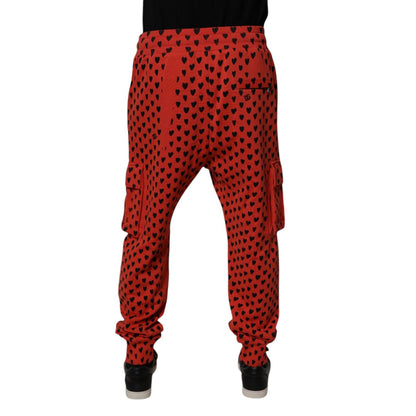 Dolce & Gabbana Red Hearts Cargo Jogger Men Sweatpants Pants Dolce & Gabbana