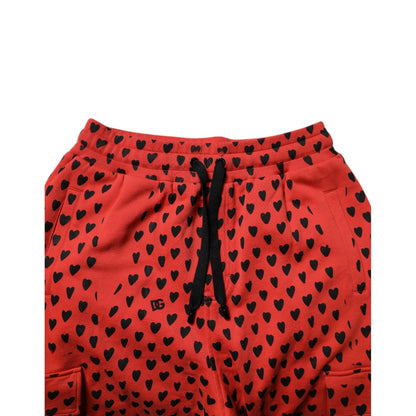 Dolce & Gabbana Red Hearts Cargo Jogger Men Sweatpants Pants Dolce & Gabbana