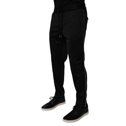 Dolce & Gabbana Black Polyester Men Jogger Sweatpants Pants Dolce & Gabbana