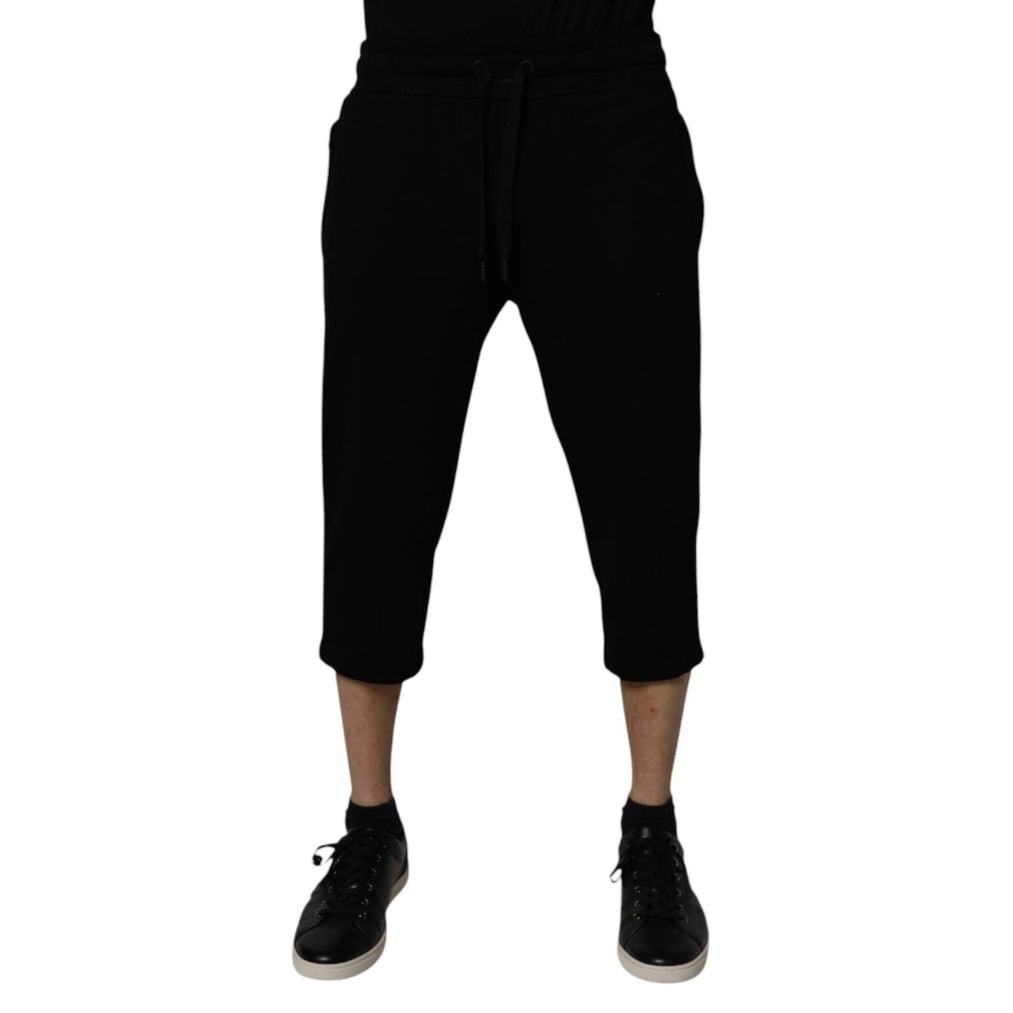 Dolce & Gabbana Black Cotton Blend Cropped Sweatpants Pants Dolce & Gabbana