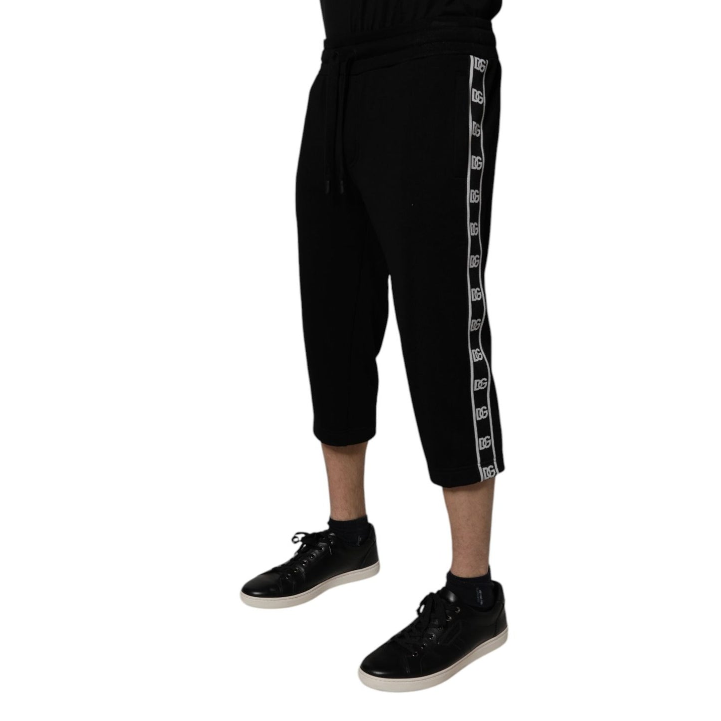 Dolce & Gabbana Black Cotton Blend Cropped Sweatpants Pants Dolce & Gabbana