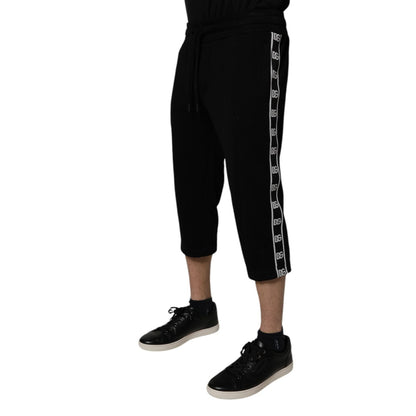 Dolce & Gabbana Black Cotton Blend Cropped Sweatpants Pants Dolce & Gabbana