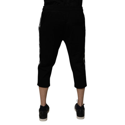 Dolce & Gabbana Black Cotton Blend Cropped Sweatpants Pants Dolce & Gabbana