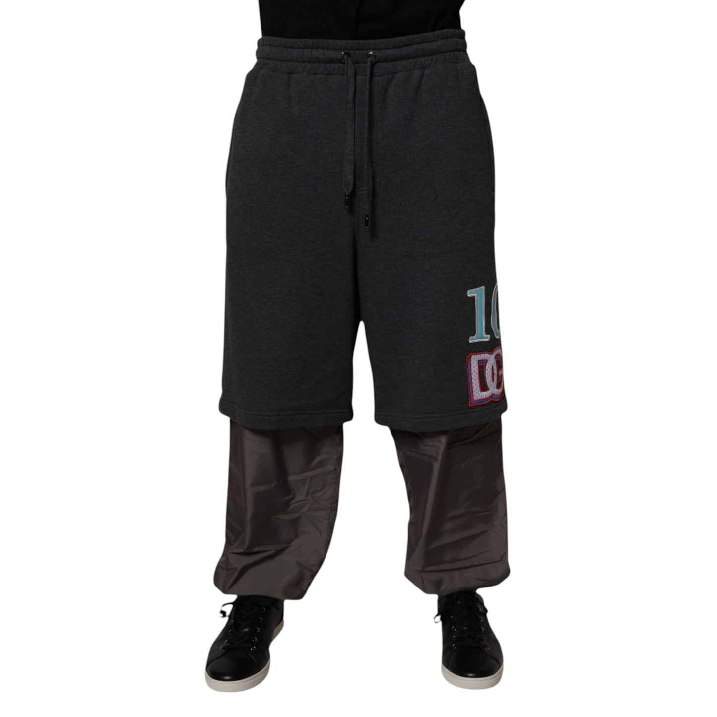 Dolce & Gabbana Dark Gray Cotton Layered Straight Sweatpants Pants Dolce & Gabbana