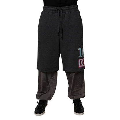Dolce & Gabbana Dark Gray Cotton Layered Straight Sweatpants Pants Dolce & Gabbana