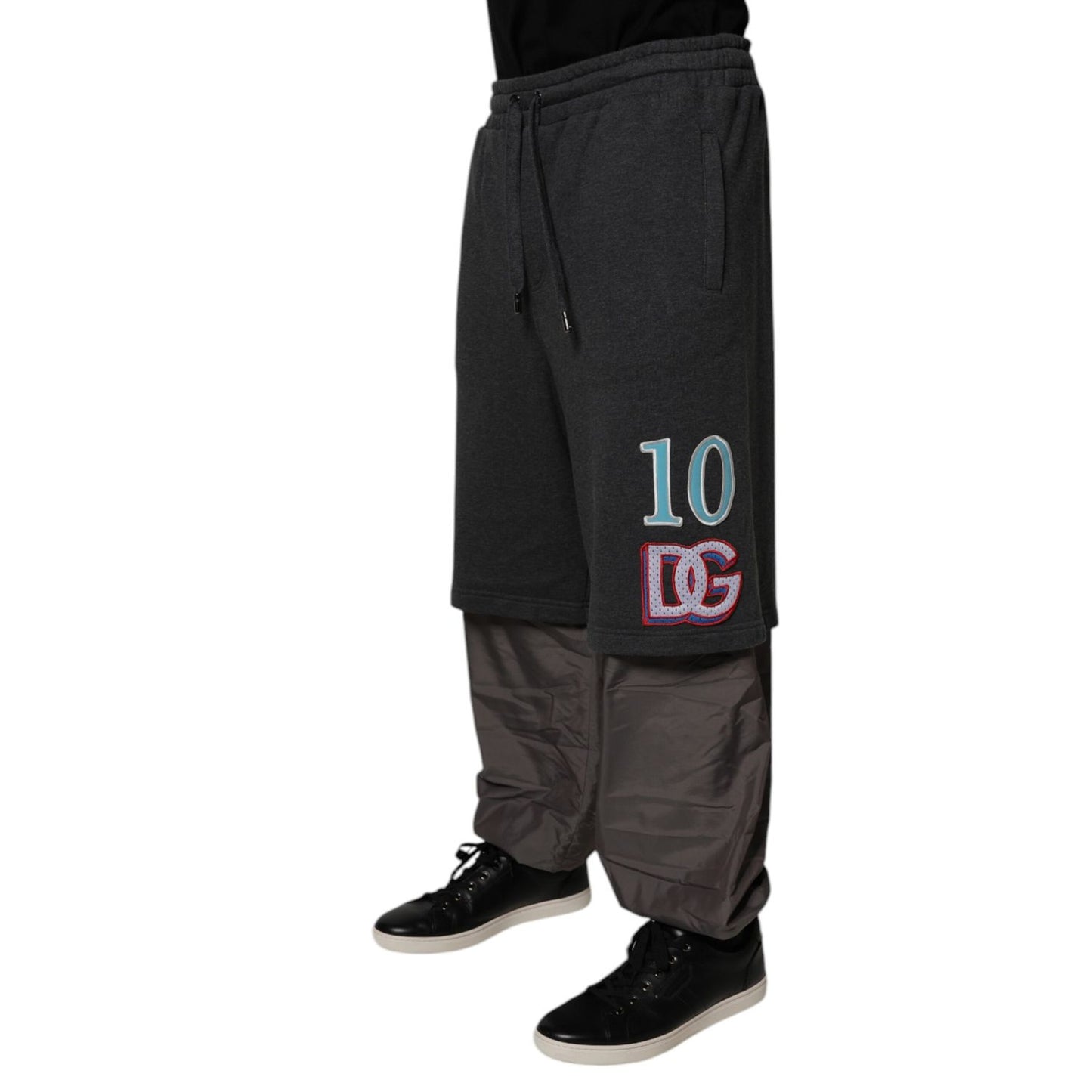 Dolce & Gabbana Dark Gray Cotton Layered Straight Sweatpants Pants Dolce & Gabbana