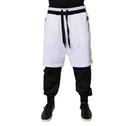 Dolce & Gabbana Black White Cotton Layered Sweatpants Pants Dolce & Gabbana