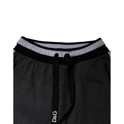 Dolce & Gabbana Black Gray Cotton Layered Men Sweatpants Pants Dolce & Gabbana