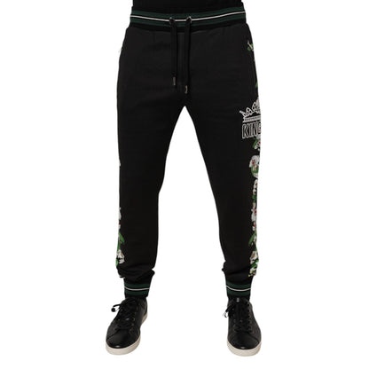 Dolce & Gabbana Black Floral King Men Jogger Sweatpants Pants Dolce & Gabbana