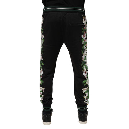 Dolce & Gabbana Black Floral King Men Jogger Sweatpants Pants Dolce & Gabbana