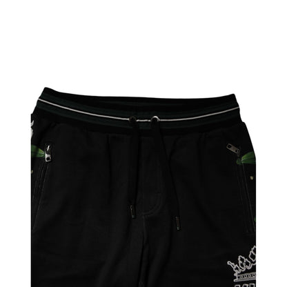 Dolce & Gabbana Black Floral King Men Jogger Sweatpants Pants Dolce & Gabbana