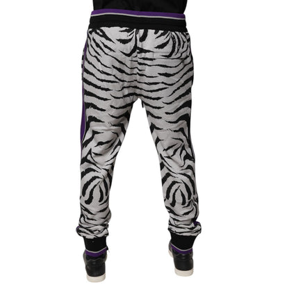 Dolce & Gabbana Black White Zebra Men Jogger Sweatpants Pants Dolce & Gabbana