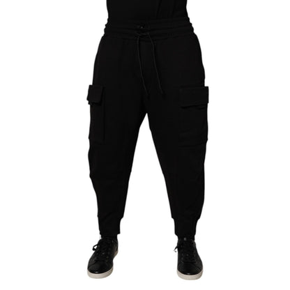 Dolce & Gabbana Black Cotton Men Cargo Jogger Sweatpants Pants Dolce & Gabbana