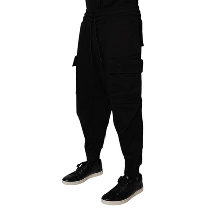 Dolce & Gabbana Black Cotton Men Cargo Jogger Sweatpants Pants Dolce & Gabbana