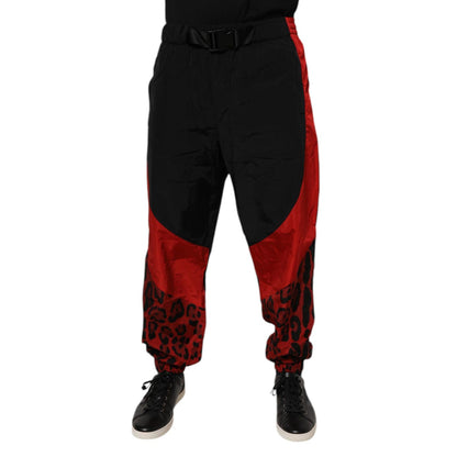 Dolce & Gabbana Black Red Leopard Jogger Sweatpants Pants Dolce & Gabbana