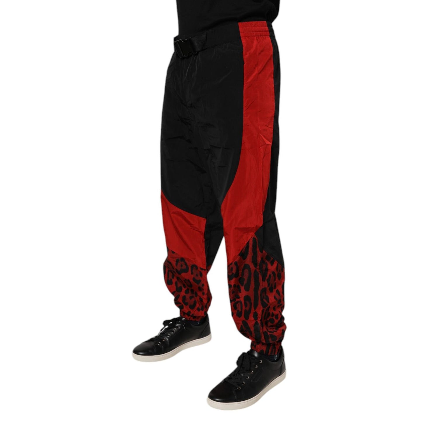 Dolce & Gabbana Black Red Leopard Jogger Sweatpants Pants Dolce & Gabbana