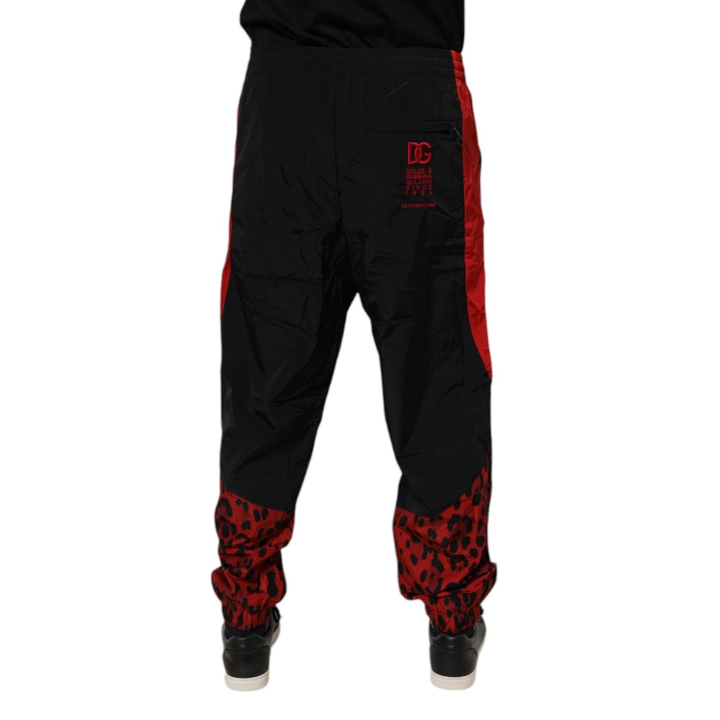 Dolce & Gabbana Black Red Leopard Jogger Sweatpants Pants Dolce & Gabbana