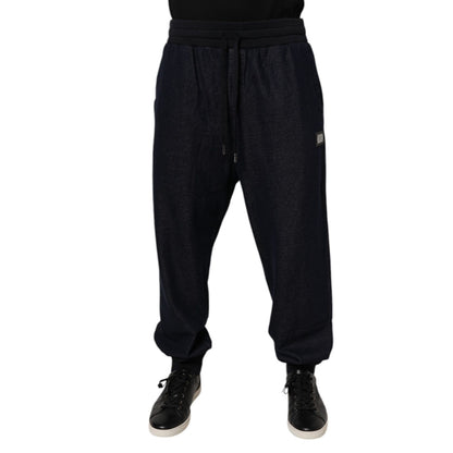 Dolce & Gabbana Black Jacquard Cotton Jogger Sweatpants Pants Dolce & Gabbana