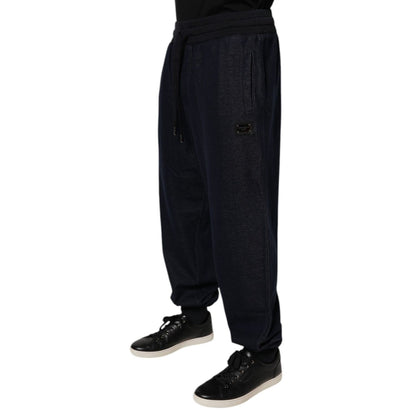 Dolce & Gabbana Black Jacquard Cotton Jogger Sweatpants Pants Dolce & Gabbana