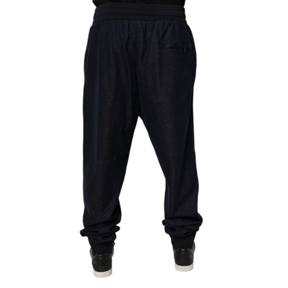 Dolce & Gabbana Black Jacquard Cotton Jogger Sweatpants Pants Dolce & Gabbana