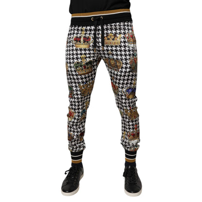 Dolce & Gabbana Multicolor Houndstooth Crown Men Sweatpants Pants Dolce & Gabbana