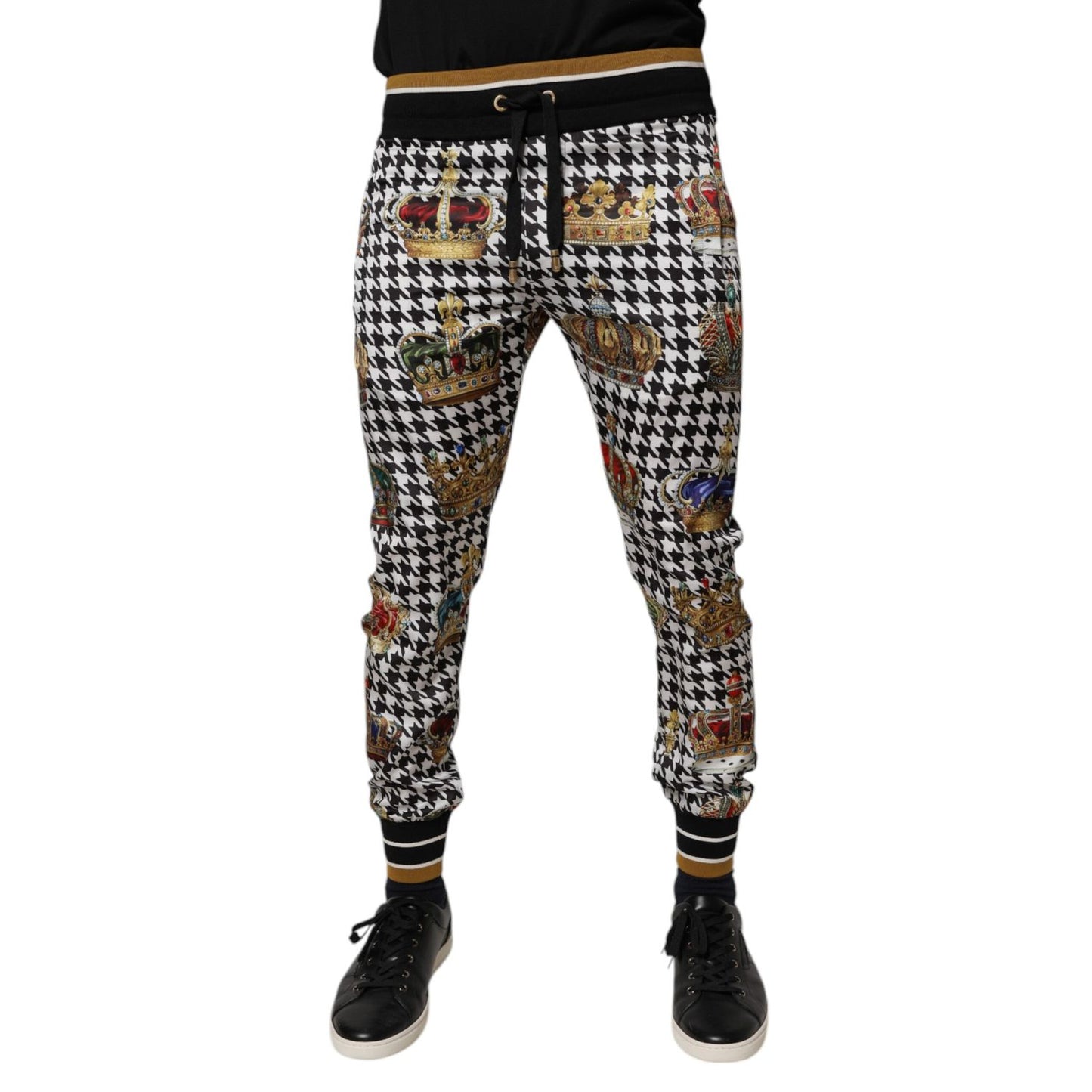 Dolce & Gabbana Multicolor Houndstooth Crown Men Sweatpants Pants Dolce & Gabbana