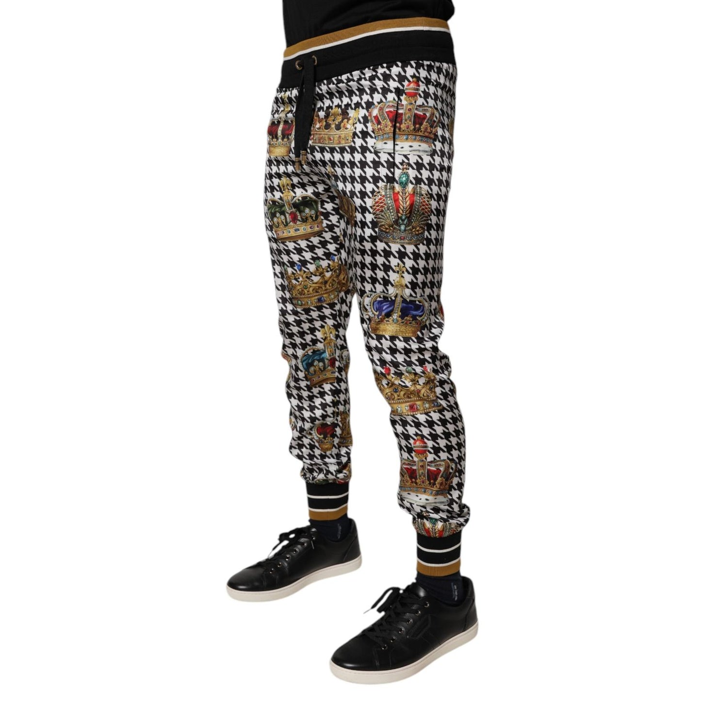 Dolce & Gabbana Multicolor Houndstooth Crown Men Sweatpants Pants Dolce & Gabbana