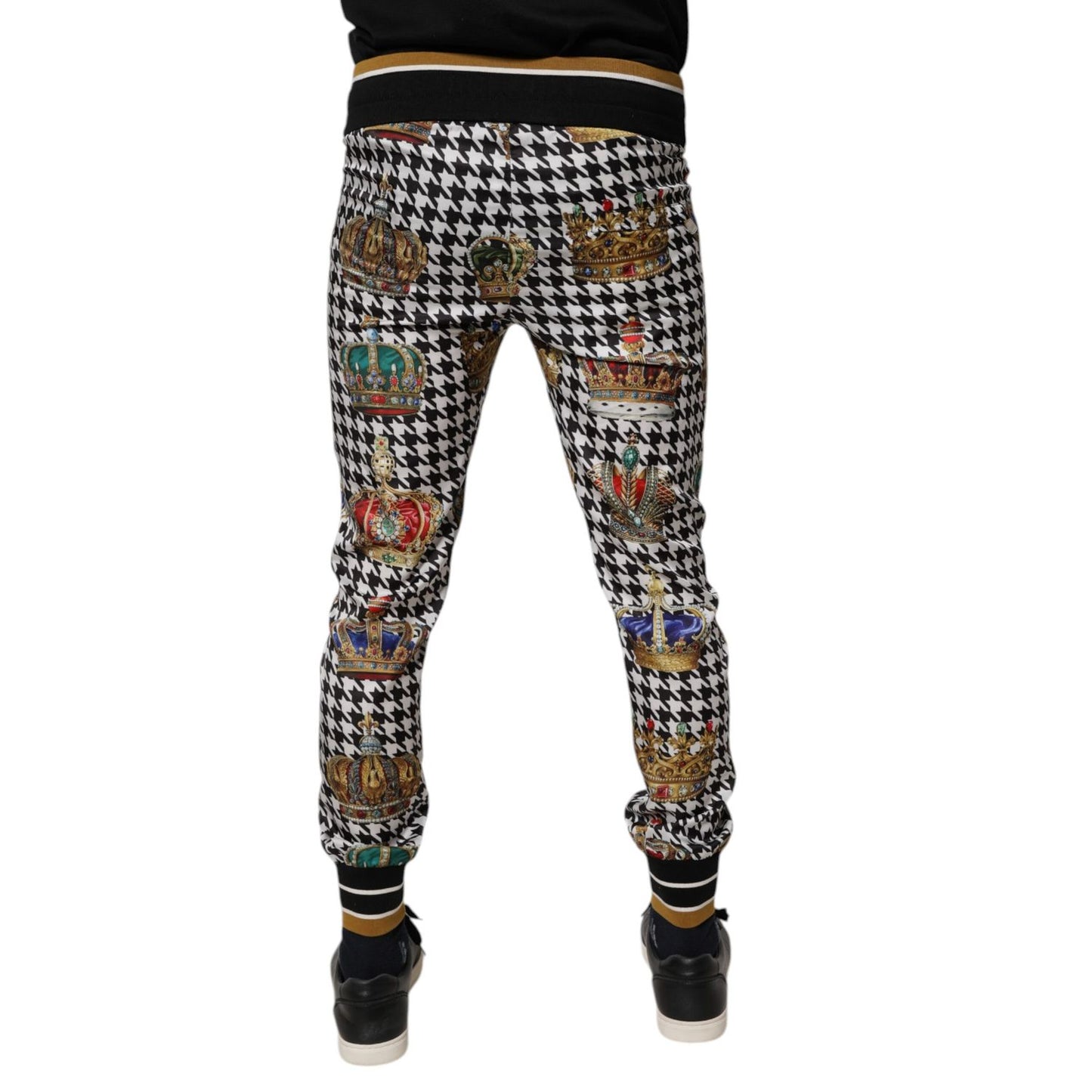 Dolce & Gabbana Multicolor Houndstooth Crown Men Sweatpants Pants Dolce & Gabbana