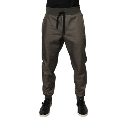 Dolce & Gabbana Brown Lambskin Leather Men Sweatpants Pants Dolce & Gabbana