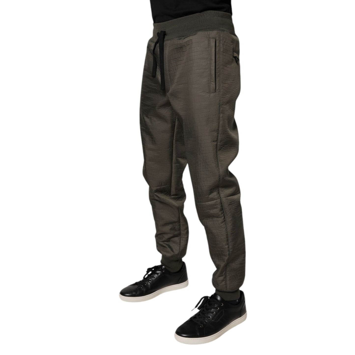 Dolce & Gabbana Brown Lambskin Leather Men Sweatpants Pants Dolce & Gabbana