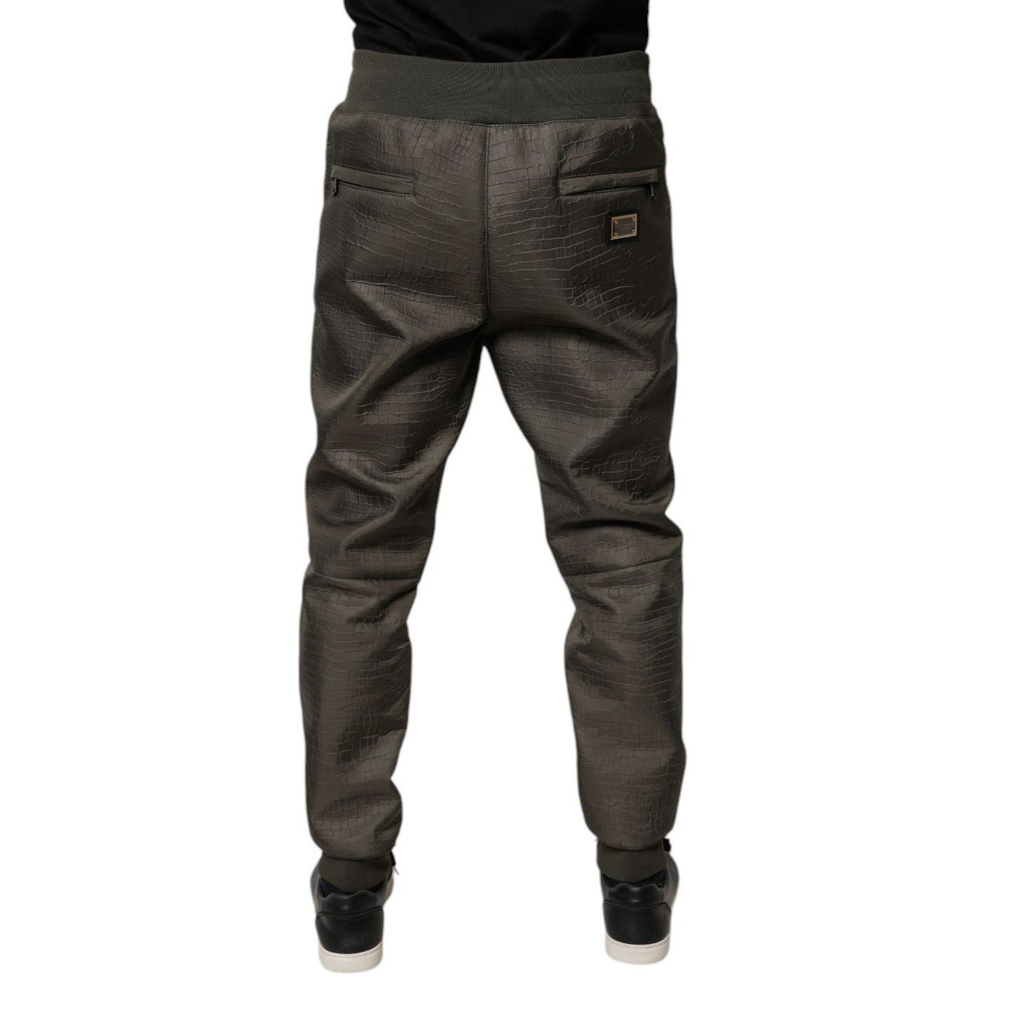 Dolce & Gabbana Brown Lambskin Leather Men Sweatpants Pants Dolce & Gabbana