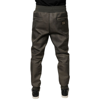 Dolce & Gabbana Brown Lambskin Leather Men Sweatpants Pants Dolce & Gabbana