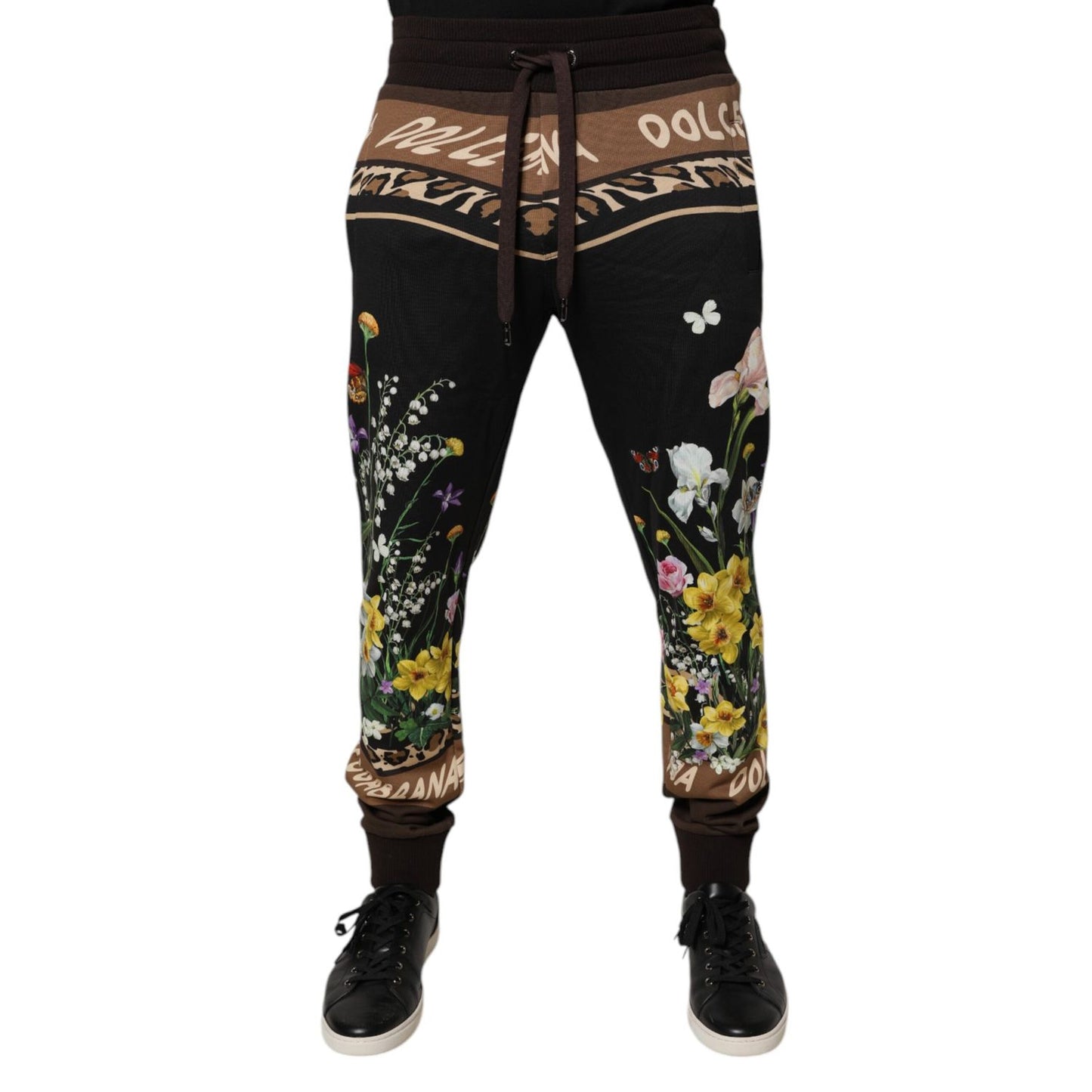 Dolce & Gabbana Black Floral Cotton Jogger Sweatpants Pants Dolce & Gabbana