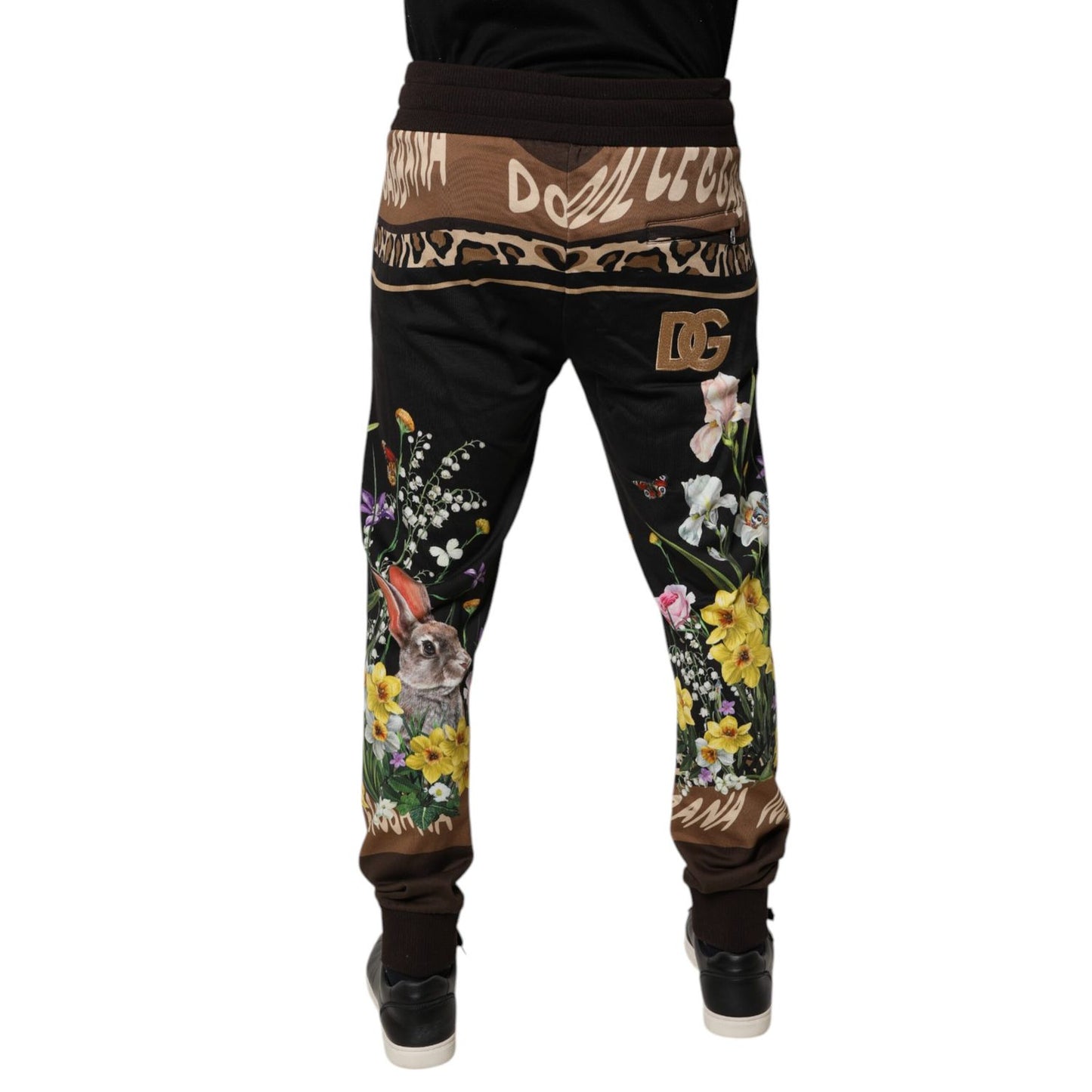 Dolce & Gabbana Black Floral Cotton Jogger Sweatpants Pants Dolce & Gabbana